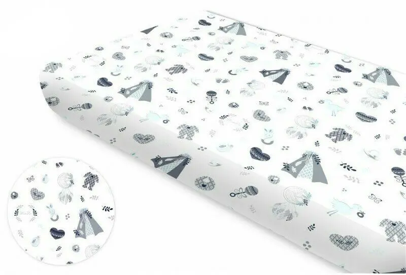 Cearsaf cu elastic MimiNu Baby Shower 70x140 (Blue) - 2
