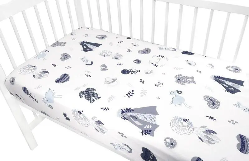 Cearsaf cu elastic MimiNu Baby Shower 70x140 (Blue) - 3