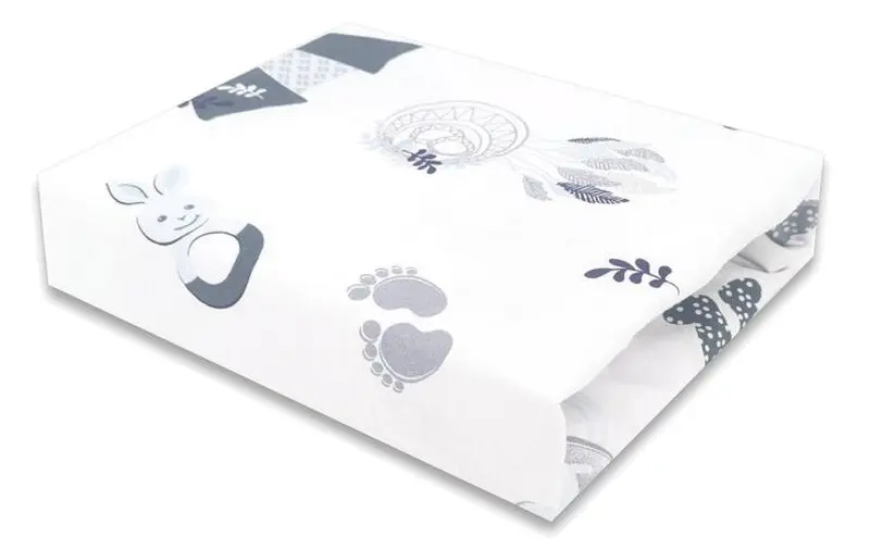 Cearsaf cu elastic MimiNu Baby Shower 70x140 (Blue)