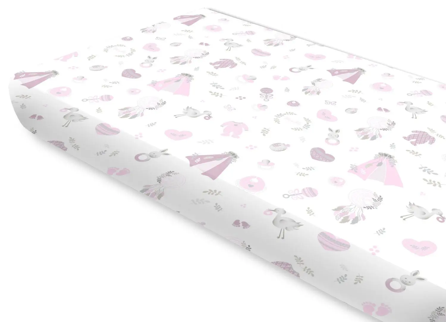 Cearsaf cu elastic MimiNu Baby Shower 70x140 (Pink) - 2