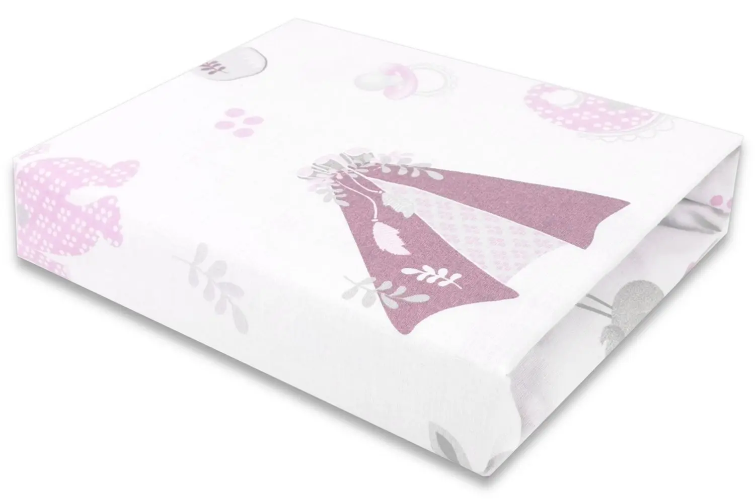 Cearsaf cu elastic MimiNu Baby Shower 80x160 (Pink)