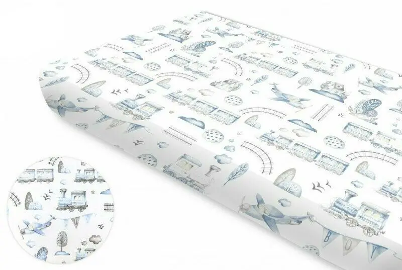 Cearsaf cu elastic MimiNu Boys World 70x140 (Blue/Gray) - 2
