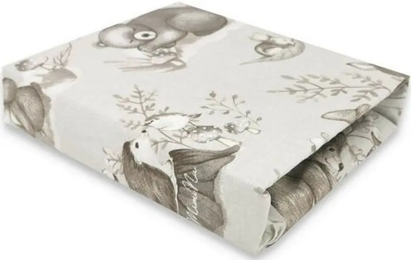 Cearsaf cu elastic MimiNu Calm Forest 60x120 (Beige)