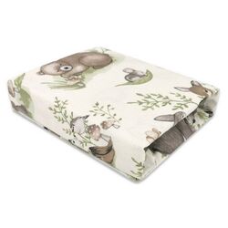 Cearsaf cu elastic MimiNu Calm Forest 60x120 (Natural)