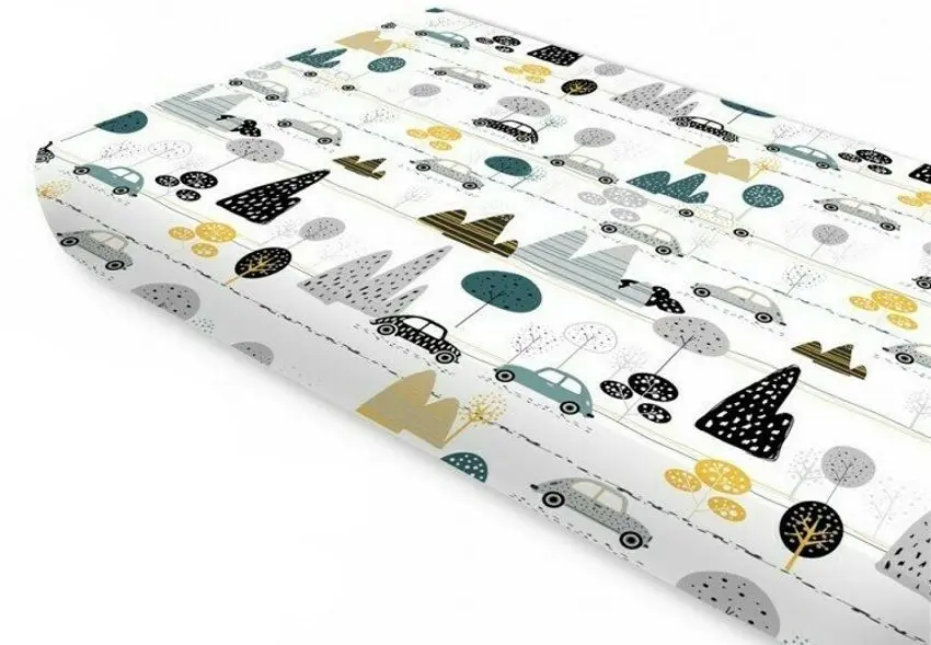 Cearsaf cu elastic MimiNu Childrens Journey 60x120 (Gray/Yellow) - 2