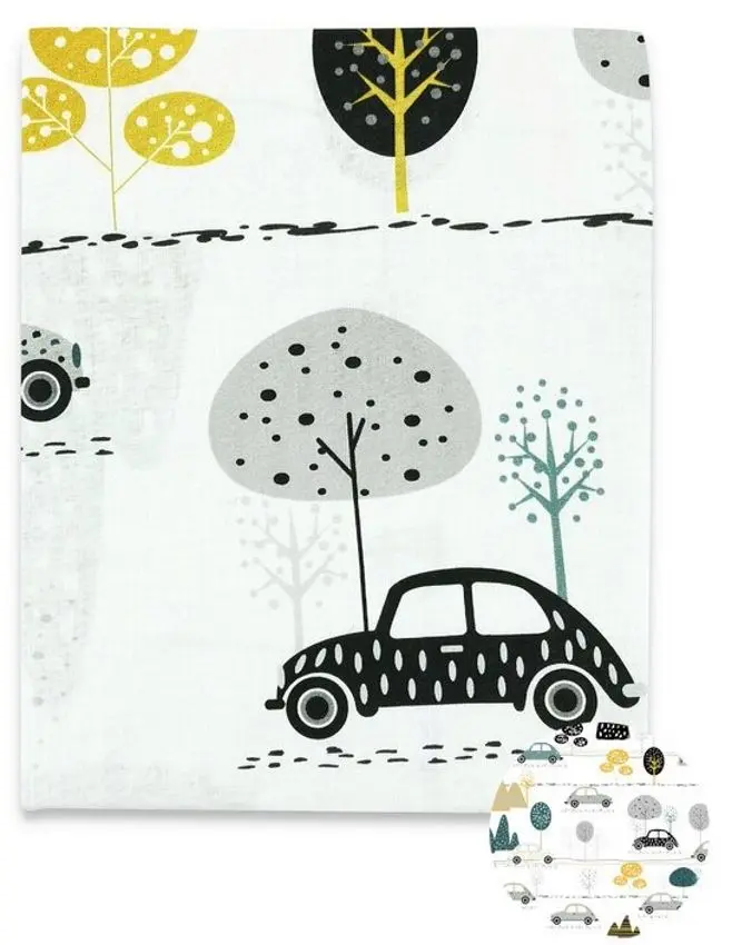 Cearsaf cu elastic MimiNu Childrens Journey 60x120 (Gray/Yellow) - 4
