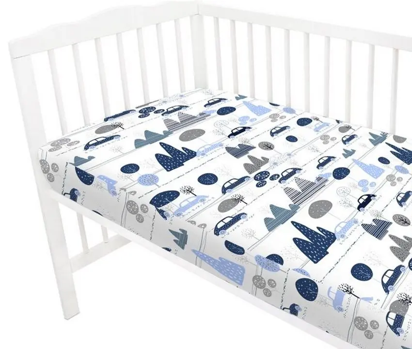Cearsaf cu elastic MimiNu Childrens Journey 70x140 (Blue) - 2