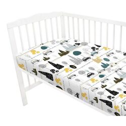 Простынь на резинке MimiNu Childrens Journey 70x140 (Gray/Yellow) Thumb