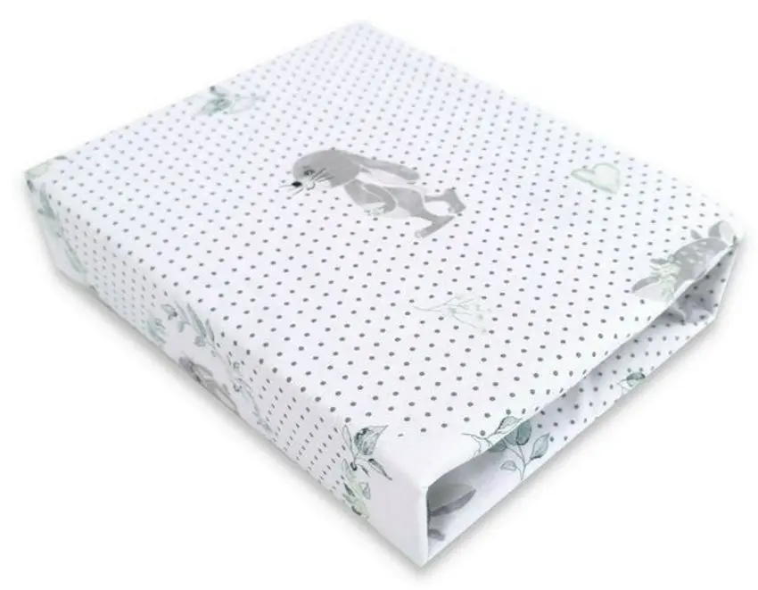 Cearsaf cu elastic MimiNu Deer 70x140 (Gray)