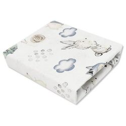 Cearsaf cu elastic MimiNu Deer and Hedgehog 60x120 (Blue/Gray)