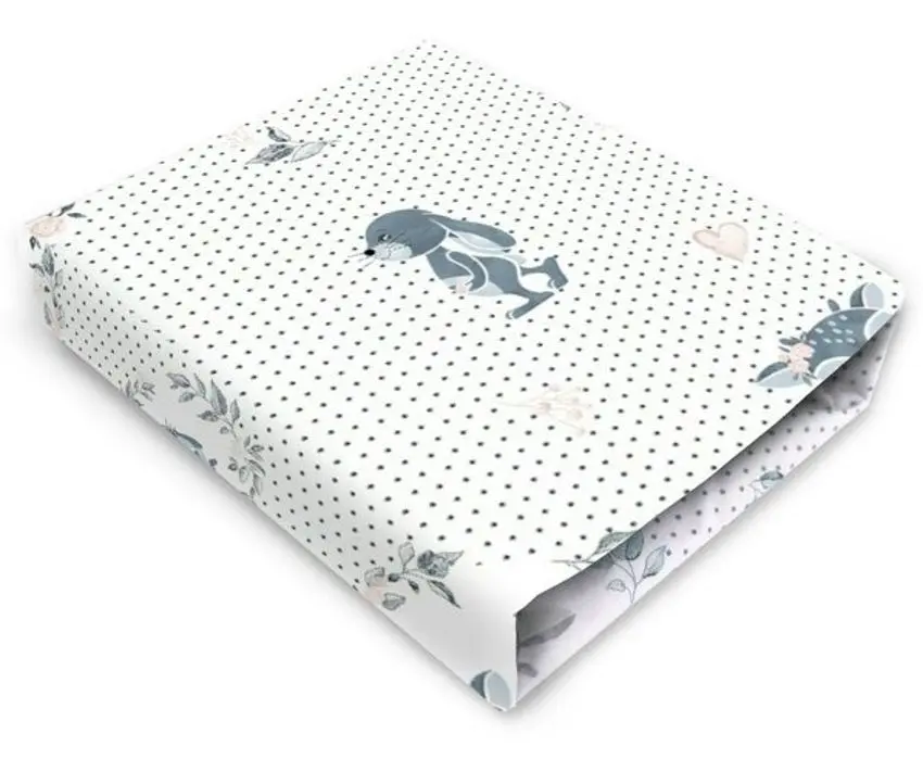 Cearsaf cu elastic MimiNu Deer Dark 60x120 (Mint)
