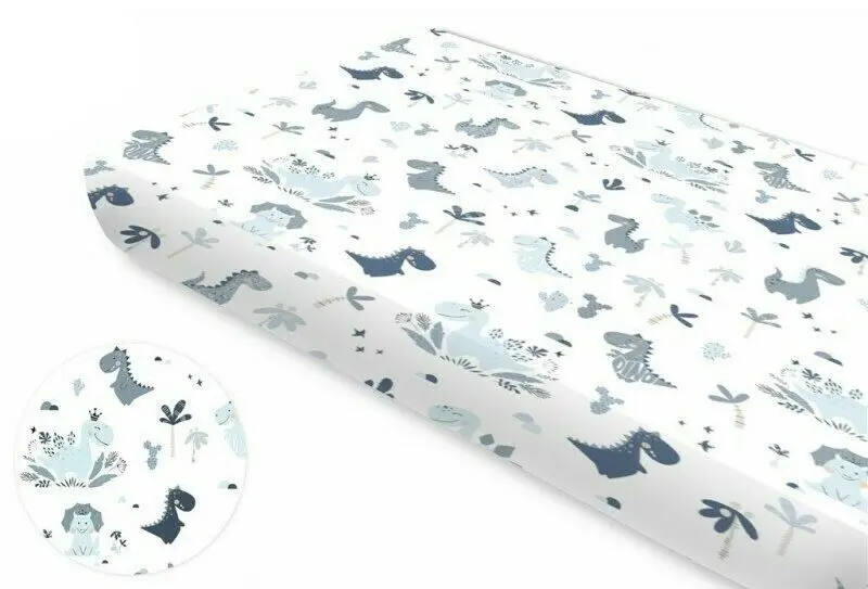 Cearsaf cu elastic MimiNu Dino 60x120 (Blue) - 2