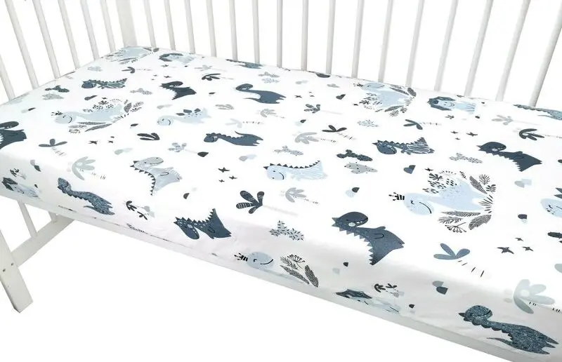 Cearsaf cu elastic MimiNu Dino 60x120 (Blue) - 3