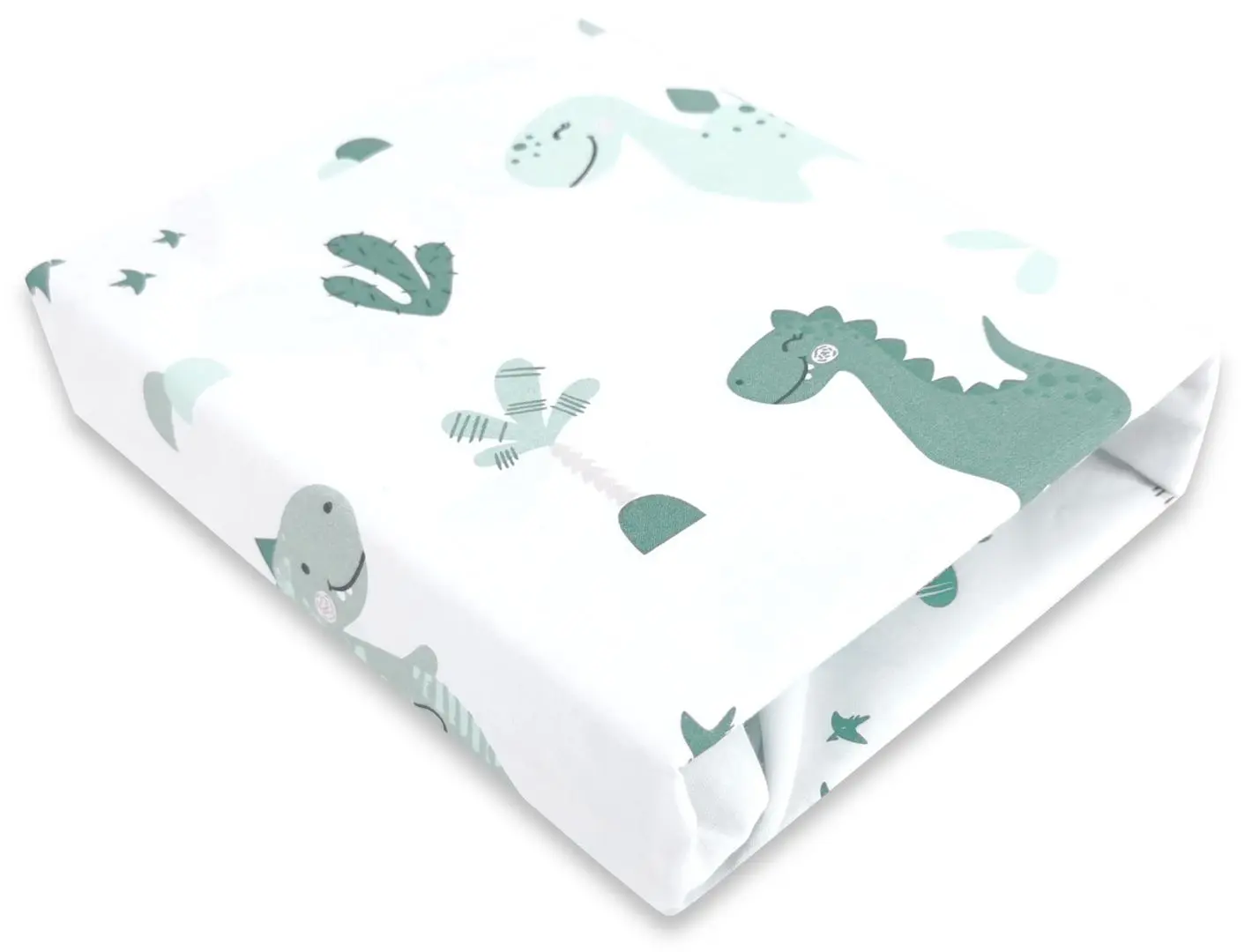 Cearsaf cu elastic MimiNu Dino 60x120 (Mint)