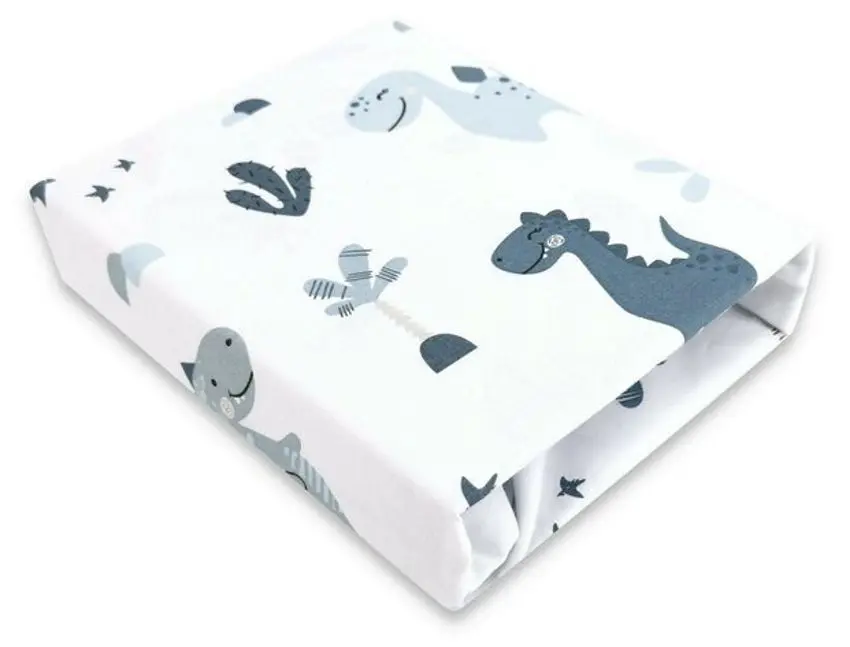 Cearsaf cu elastic MimiNu Dino 70x140 (Blue)