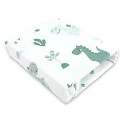 Cearsaf cu elastic MimiNu Dino 70x140 (Mint)