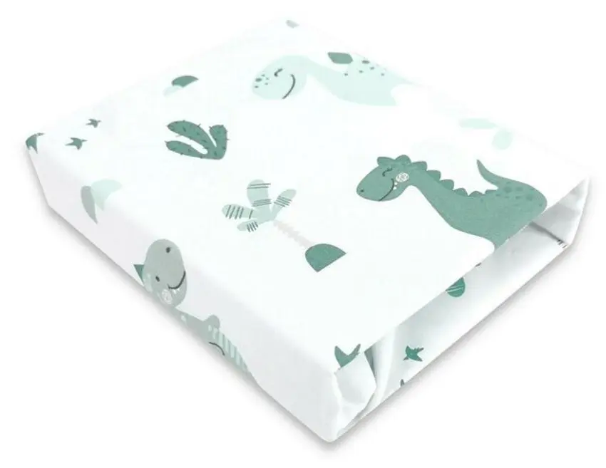 Cearsaf cu elastic MimiNu Dino 70x140 (Mint)