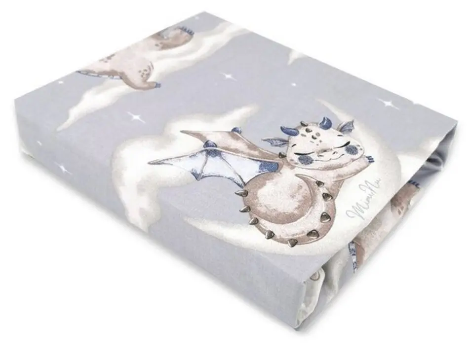 Cearsaf cu elastic MimiNu Dragons 60x120 (Gray)