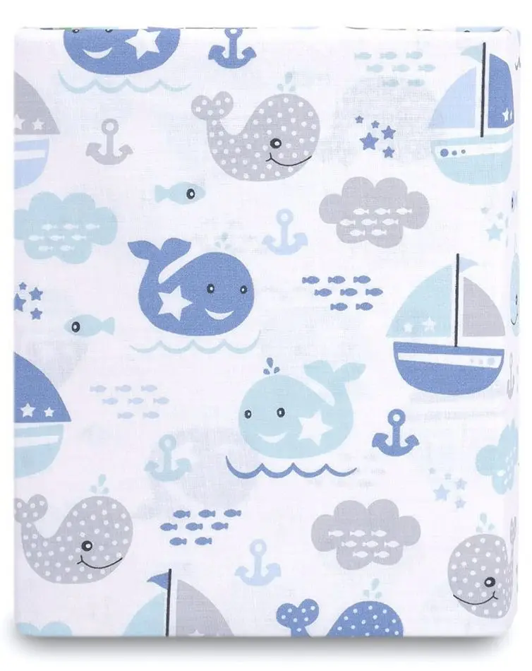 Cearsaf cu elastic MimiNu Fish 60x120 (Blue) - 2
