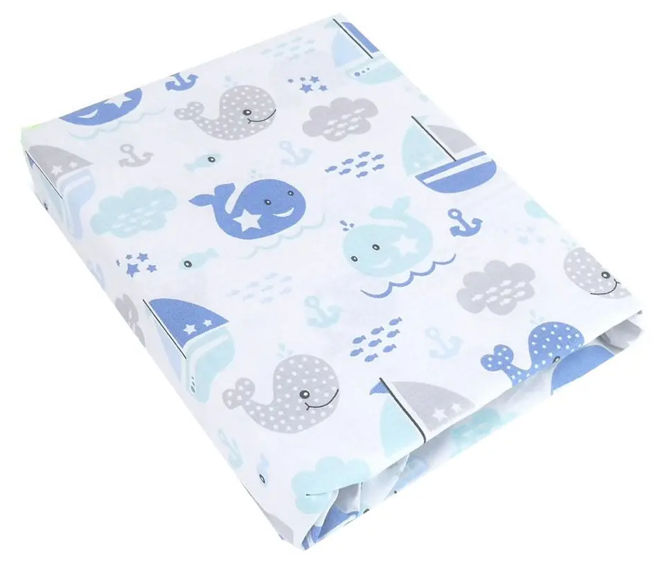 Cearsaf cu elastic MimiNu Fish 60x120 (Blue)