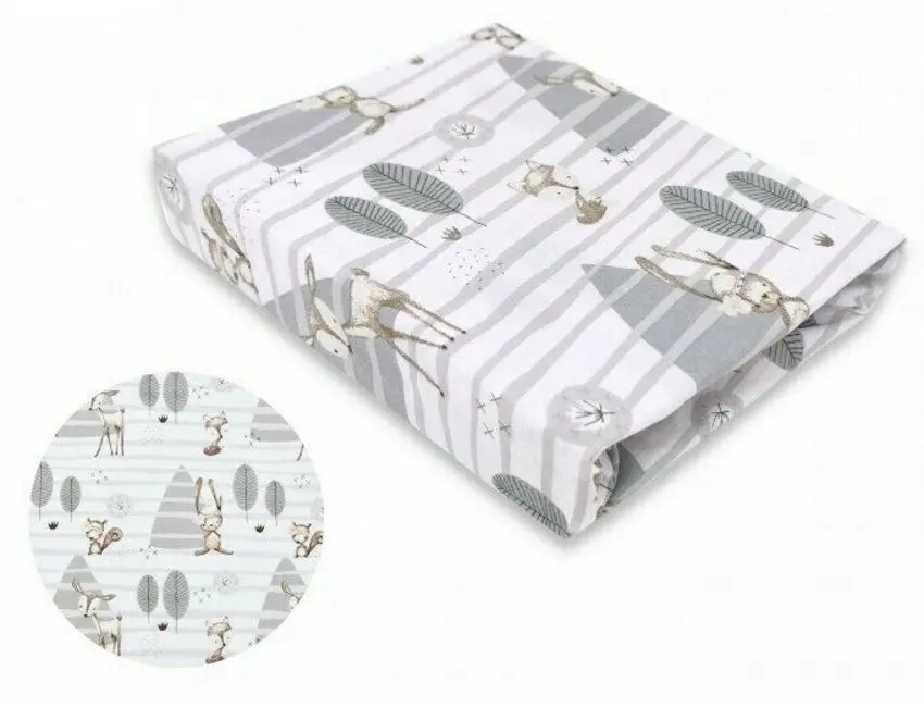Простынь на резинке MimiNu Forest 60x120 (Gray) - 2