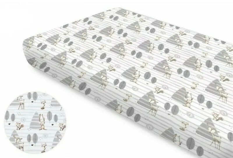 Простынь на резинке MimiNu Forest 60x120 (Gray) - 3