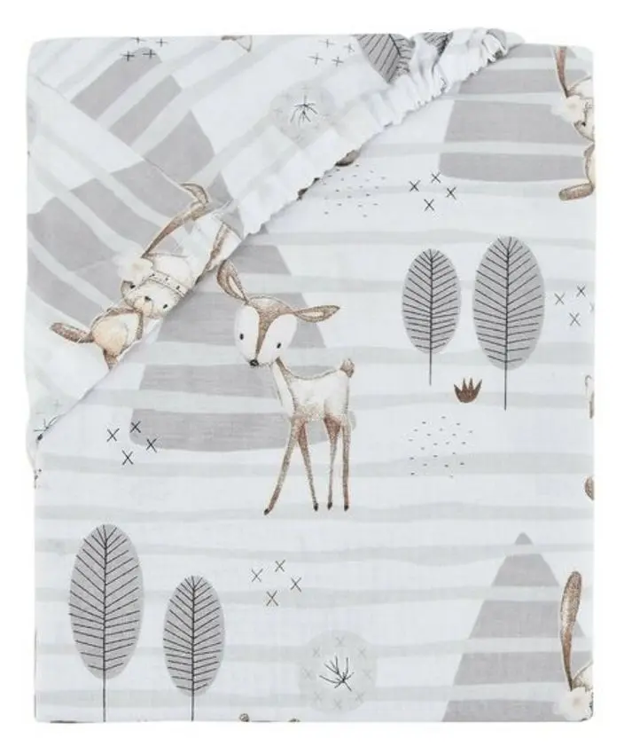 Простынь на резинке MimiNu Forest 60x120 (Gray)