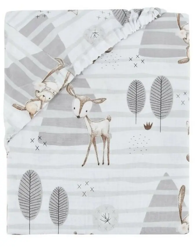 Простынь на резинке MimiNu Forest 70x140 (Gray)