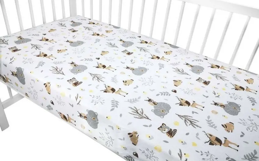 Cearsaf cu elastic MimiNu Forest Friends 70x140 (Gray/Beige) - 2
