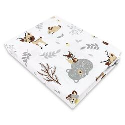 Cearsaf cu elastic MimiNu Forest Friends 70x140 (Gray/Beige)