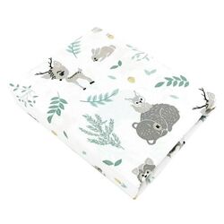 Cearsaf cu elastic MimiNu Forest Friends 70x140 (Gray/Mint)