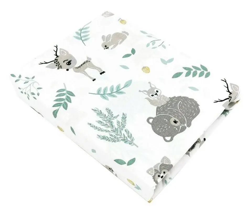 Cearsaf cu elastic MimiNu Forest Friends 70x140 (Gray/Mint)