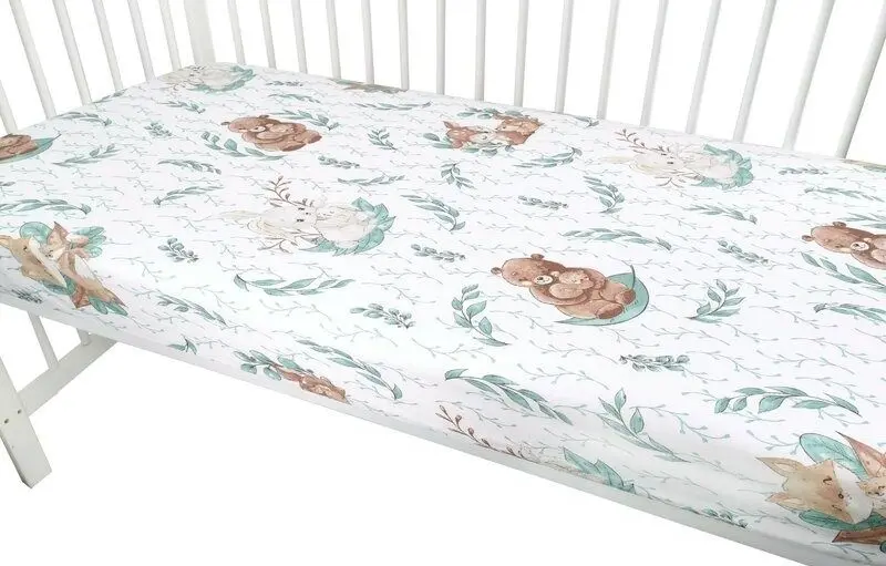 Cearsaf cu elastic MimiNu Lulu 60x120 (Green/Brown) - 3