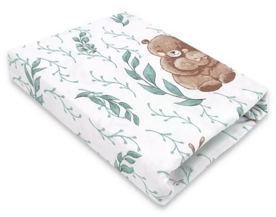 Cearsaf cu elastic MimiNu Lulu 60x120 (Green/Brown)