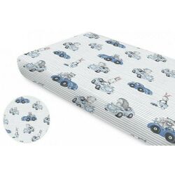Cearsaf cu elastic MimiNu Old Road 70x140 (Blue) Thumb