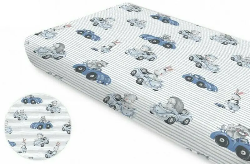 Cearsaf cu elastic MimiNu Old Road 70x140 (Blue) - 2