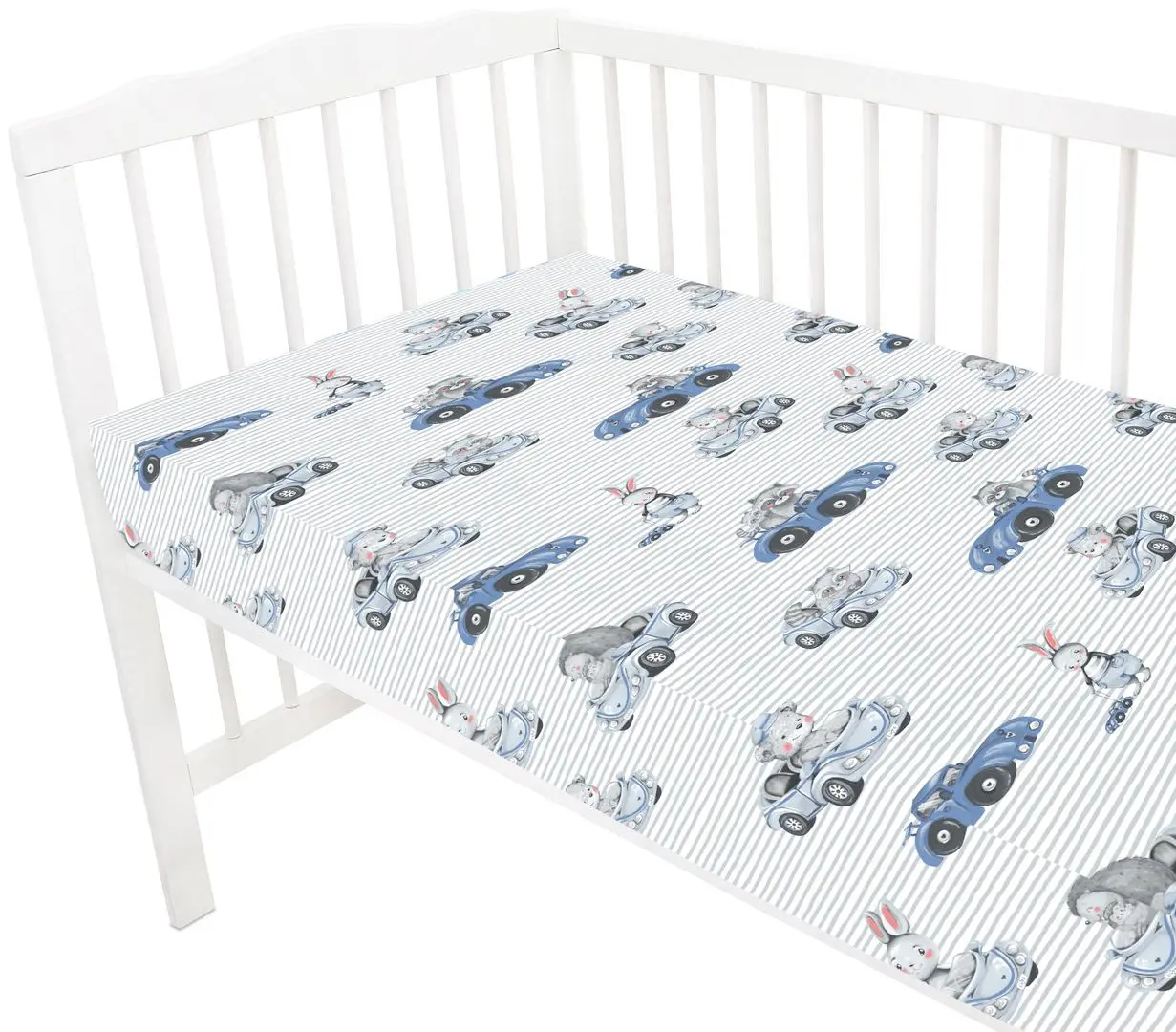Cearsaf cu elastic MimiNu Old Road 70x140 (Blue) - 3