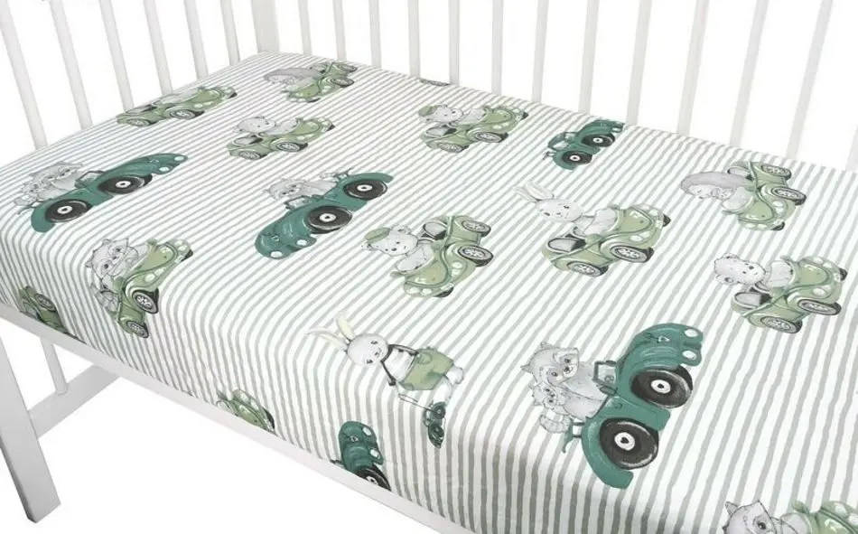 Cearsaf cu elastic MimiNu Old Road Nepalese 70x140 (Green) - 2