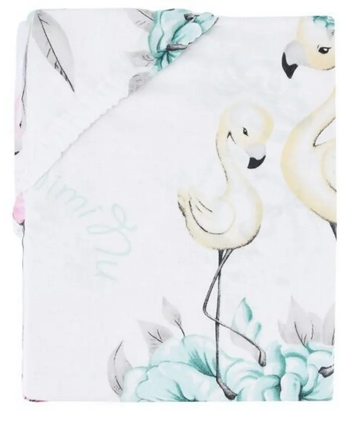 Cearsaf cu elastic MimiNu Peonie 60x120 (Mint)