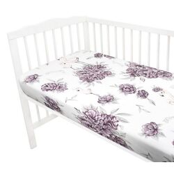 Cearsaf cu elastic MimiNu Peonie 60x120 (Plum) Thumb