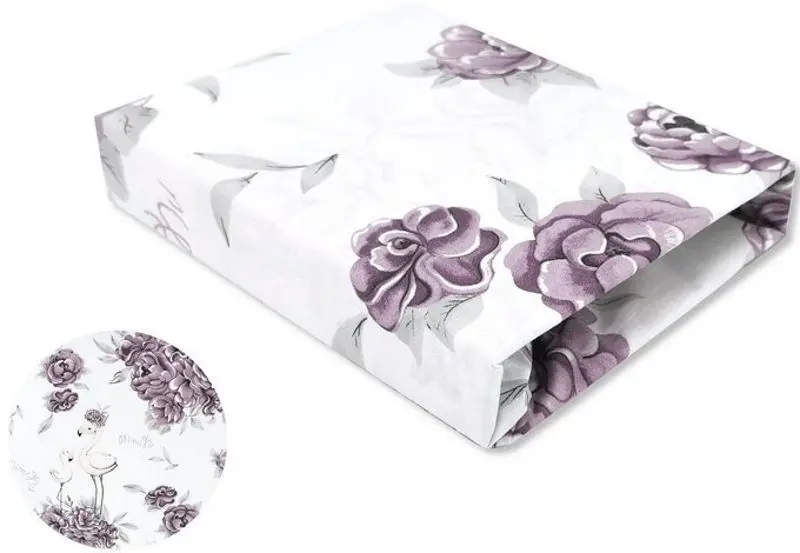 Cearsaf cu elastic MimiNu Peonie 70x140 (Plum) - 2