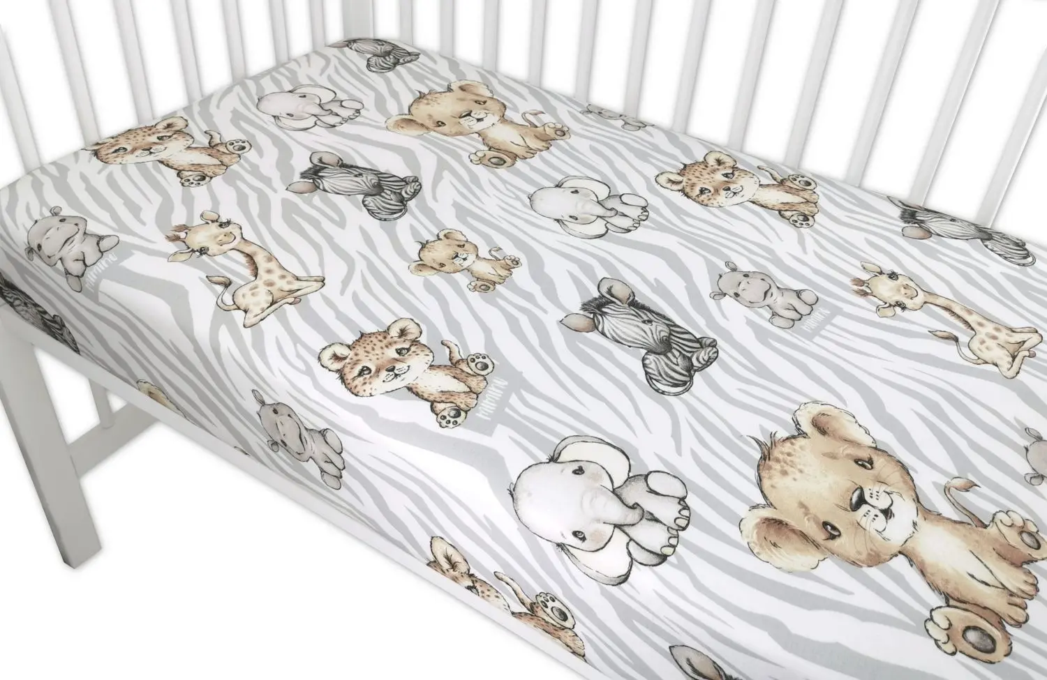 Cearsaf cu elastic MimiNu Safari 70x140 (Natural) - 2