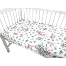 Cearsaf cu elastic MimiNu Sweet Deer 60x120 (Mint) Thumb