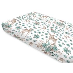 Cearsaf cu elastic MimiNu Sweet Deer 60x120 (Mint) Thumb