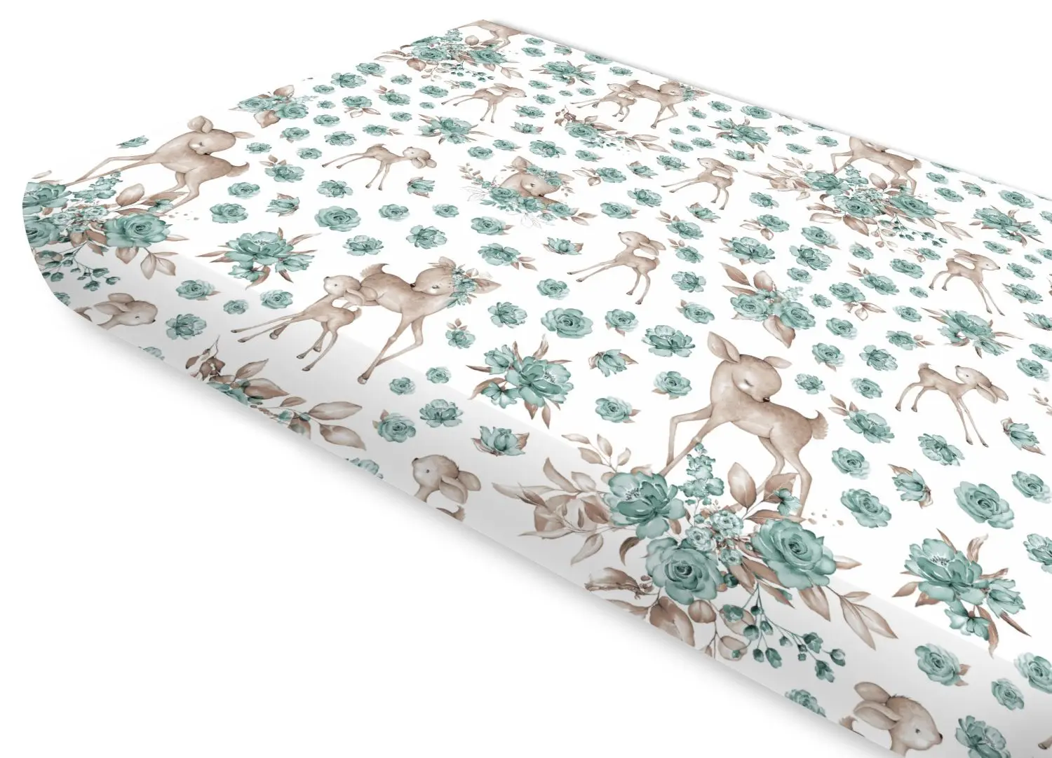 Cearsaf cu elastic MimiNu Sweet Deer 60x120 (Mint) - 3
