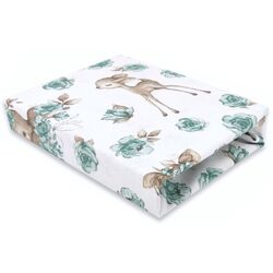 Cearsaf cu elastic MimiNu Sweet Deer 60x120 (Mint)