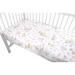 Cearsaf cu elastic MimiNu Sweet Deer 60x120 (Pink) Thumb