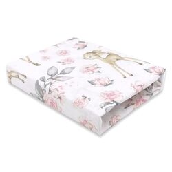 Cearsaf cu elastic MimiNu Sweet Deer 60x120 (Pink)