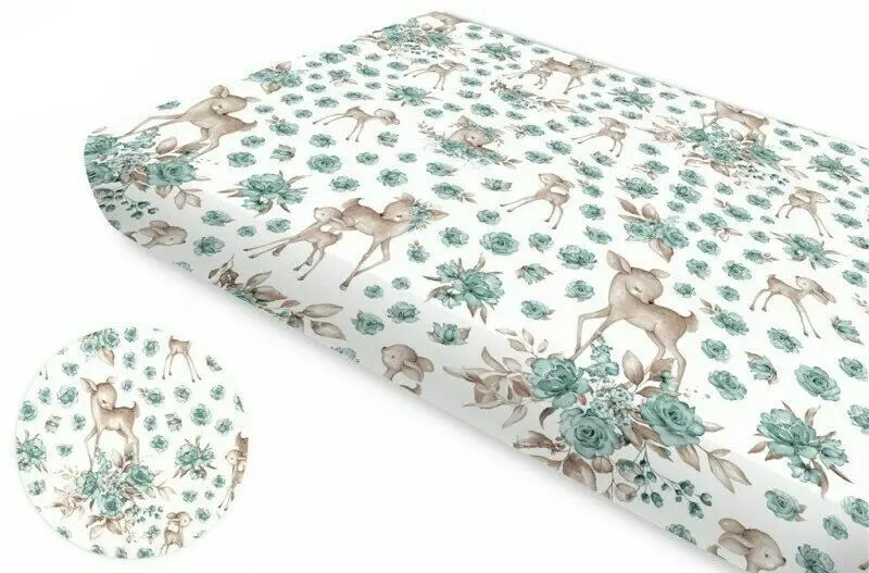 Cearsaf cu elastic MimiNu Sweet Deer 70x140 (Mint) - 2
