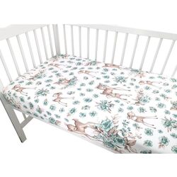 Cearsaf cu elastic MimiNu Sweet Deer 70x140 (Mint) Thumb